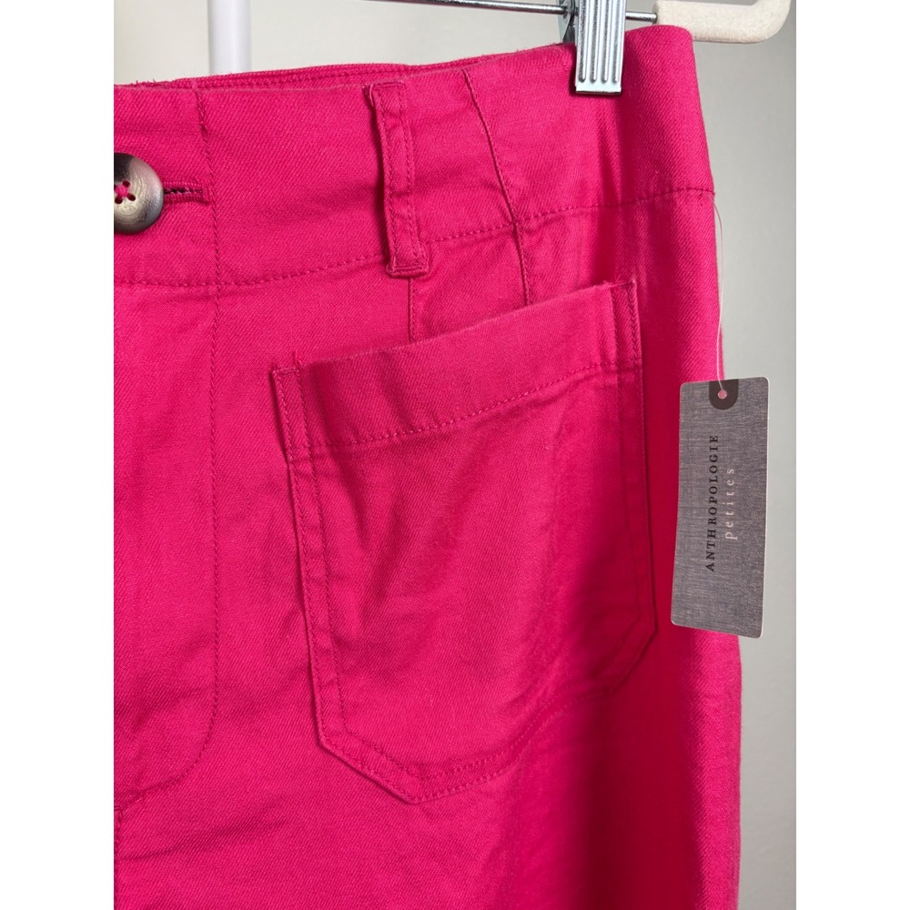 Maeve Anthropologie The Colette Wide Leg Pants Pink Petite 30P NWT Linen Blend - Picture 5 of 8
